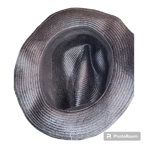 STACY ADAMS * MEN BLACK FEDORA HAT * NEW PANAMA STYLE SUN SHADY DRESS POLY STRAW - Picture 5 of 8